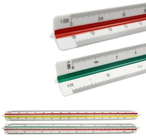 FENGCHUANG 2 Pcs Règles d'échelle Triangulaire 30 cm Echelles Métriques, 1:20 1:25 1:50 1:75 1:100 1:125/1:100 1:200 1:250 1:300 1:400 1:500 Règle, pour Architectes Ingénieur Paysagiste (Blanc)
