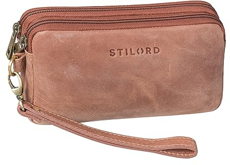 STILORD 'Richie' Handgelenktasche Leder Männer Kleine Herrenhandtasche mit Abnehmbarer Schlaufe Moderne Doppelkammer Geldbörse aus Hochwertigem Leder, Farbe:messina - braun