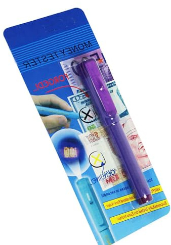 Stylo de faux billets avec lampe UV, détecteur de faux billets pour les principales devises internationales (violet)