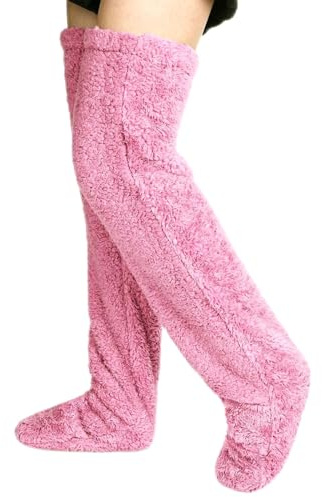 Chaussettes floues pour femme - Chaussettes douillettes - Chaussettes longues en peluche - Chaussettes d'hiver - Cadeau de Noël - Chaussettes moelleuses - Chaussettes d'hiver - Chaussons flous, c,