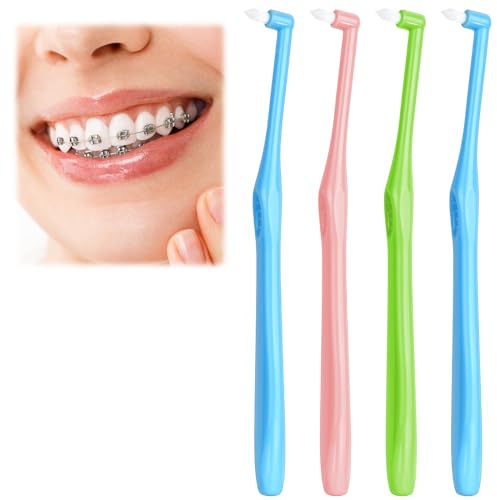 ACWOO Tuft Zahnbürste, 4 Stück Einbüschelbürste Zahnbürste Kleine Zahnbürste Getuftet Bürste Weich Büschelzahnbürste Trimm Zahnbürste Single Interdental Zwischenraum Bürste zur Detail Reinigung