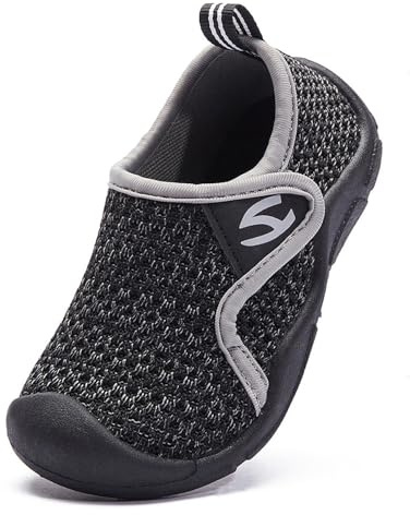 Meik Mangni Bambini Pantofole da Casa Antiscivolo Ragazzi Scarpe Primi Passi Ragazze Scarpe da Sportivi Scarpe Interne a Maglia Nero 25 EU