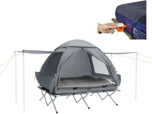 SoBuy Tentes d'extérieur 2 Personnes 4 en 1 Tentes Igloo avec Sac de Transport Tente de Camping pour la Plage Park Gris 193 x 188 x 145 cm OGS32-L-HG