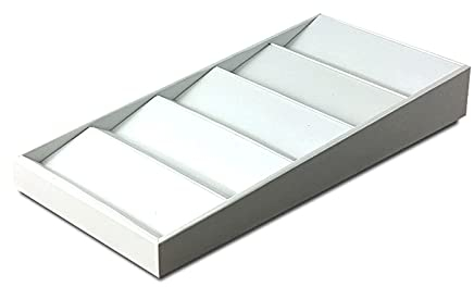 GLigeT Occhiali da Esposizione Organizer for Occhiali da Sole con 5 Scomparti, Vassoio Porta Occhiali in Pelle Spazzolata for cassetto da Tavolo, Bianco Porta Occhiali da Sole