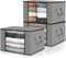 edihome, Cajas Almacenaje Ropa, Bolsas para Guardar Ropa, Organizador Armario, con Asas Reforzadas, Cajas Organizadoras, Fundas de Tela Resistente (Gris claro, Pack de 3)