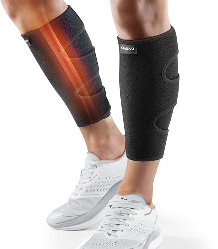 CAMBIVO 2 Pack Calf Support for Shin Splints & Calf Pain Relief, Adjustable Neoprene Calf Compression Sleeve for Men & Women, Leg Support for Running, Muscle Strains