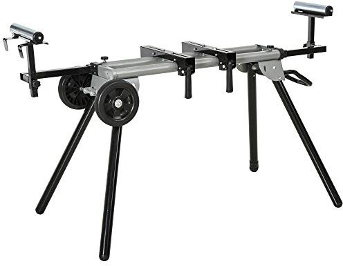 DURHAND Cavalletto Supporto per Troncatrici Universale, Banchetto Estensibile Regolabile e Pieghevole Carico Massimo 150kg, Nero e Argento