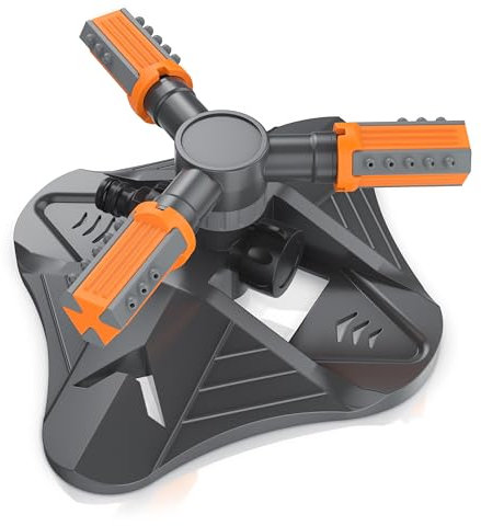 Brandson - Arroseur de Jardin 3 Bras - 12 Buses de Jet - Portée de 10 m - Surface de 314 m² - Différents Angles d'Arrosage 360 degrés - Adaptateur de Raccord Rapide - Base Ronde