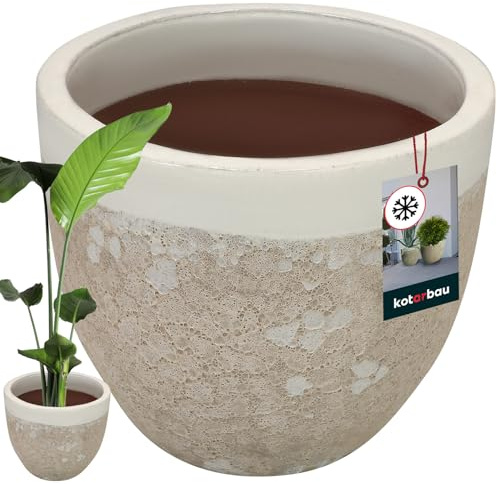 KOTARBAU® Växtkruka höjd 31 cm | Ø 37 cm | vit | keramik | frostbeständig | för utomhus- eller inomhusbruk | för inomhus- och utomhusbruk