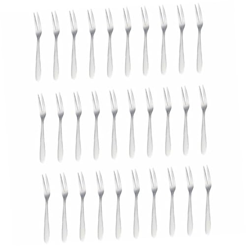Alipis 30 piezas Tenedores de Frutas Inoxidable con Dos Dientes para Snacks Ensaladas y Postres Uso Hogar Restaurante y Fiesta