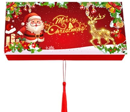 Porte-billets de Noël, avec 10 emplacements pour bas de Noël – Livret d'argent de Noël pliable, pour amis, famille, fête d'anniversaire, réunion de famille, Saint-Valentin, occasion festive