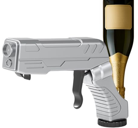 Bibykivn Legierung Champagner Spritzpistole, Der Pistolenkörper verfügt über einen Flaschenöffner, Spraypistole, Champagne Gun, Bierpistole, Bubbly Shooter, Bar-Tool, Pool/Strand/Hochzeit (Silber)