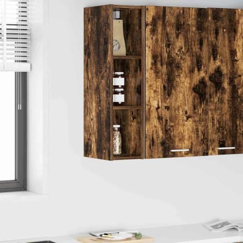 RuiNingRN Armadietto sospeso in rovere affumicato, 20 x 29,5 x 80 cm, moderno mobile da cucina con molto spazio per cucina e sala da pranzo, pratica conservazione e struttura durevole