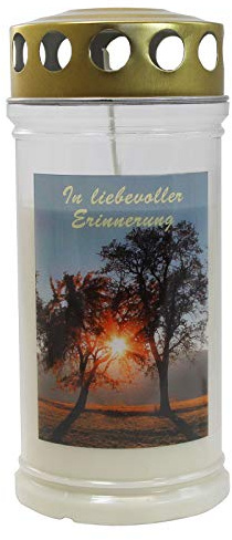 Grabkerze - Grablicht - Motivkerze - Gedenkkerze -Motiv Baumpaar Dauerbrenner 70-90 Std.
