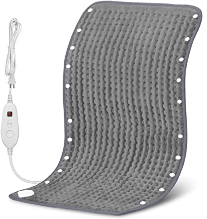Snailax Heating Pad & Foot Warmer with 6 Temperature Settings & Auto Shut Off, 17”x33”, Washable Fast Heated Pads for Back Pain Relief,Abdomen,Feet,Back,Cramp(Grey)