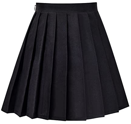 Sunny Fashion Ragazze Gonna Nero Pieghe Uniforme Scolastica Quotidiano A Vita Alta Elastico Tennis 11-12 Anni