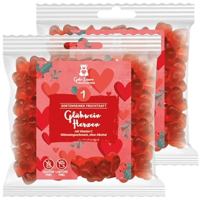 2er Set Glühweinherzen Gute Laune Fruchtsaftbär Weihnachten | sortenreine Fruchtsäfte | Ohne künstliche Farbstoffe und Geschmacksverstärker | Gluten- und Laktosefrei