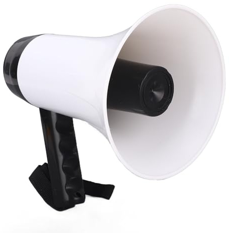 Mégaphone Portable Bullhorn, Enregistrement Vocal de 300 Secondes, Batterie au Lithium Rechargeable de 1500 MAh, Haut-Parleur Puissant avec Sangle pour Football, Fans de Pom-Pom
