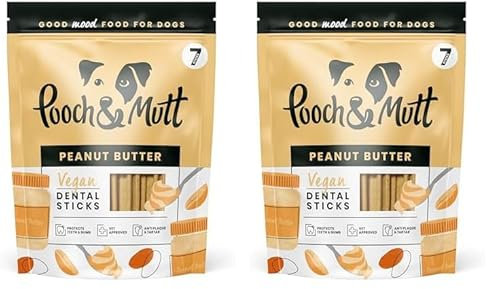 Pooch & Mutt - Training Dental Sticks für Hunde mit Erdnussbuttergeschmack, 1 Packung mit 7 Sticks (Packung mit 2)
