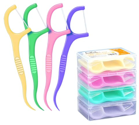 Zahnseidesticks, 200 StüCk Zahnstocher Mit Geschmack 4 Verschiedene Geschmacksrichtungen Zahnsticks Reinigt Die ZäHne Leicht Floss Kommt In Einer Tragbaren Packung Zahnseide Sticks Reisen