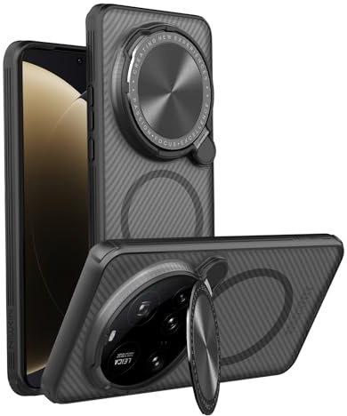 teroxa Coque pour Xiaomi Mi 15 Ultra, objectif d'appareil photo, protection de la vie privée, béquille pliable, coque arrière en TPU compatible avec les coins MagSafe Antichoc Airbag (gris)
