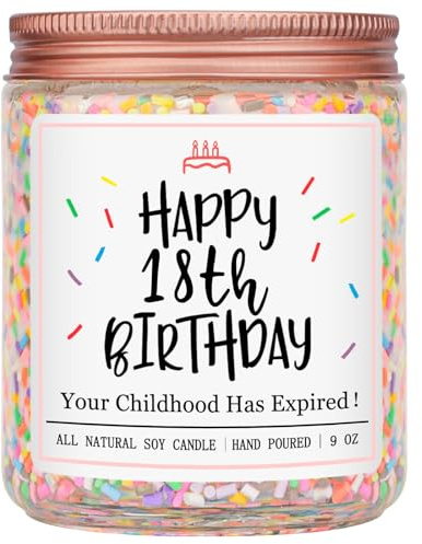 Homsolver 18th Birthday Gifts for Girls Boys, Vanilla Scent Ideas 18th Birthday Candles for Sister, Daughter, Best Friends, Handmade Aromatherapy with 50+ Hour Burn Time, Funny Birthday Decorations