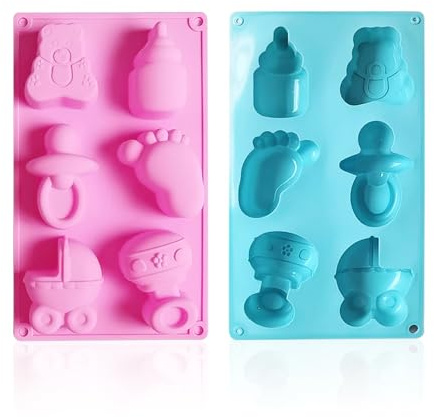 UOPJDD 2 Pezzi Stampo in Silicone A 6 Connessione, Varie Forme, Muffa per Baby Shower, Accessori per Caramelle per Torta per Dessert Fai-da-Te, Strumenti da Forno da Cucina.