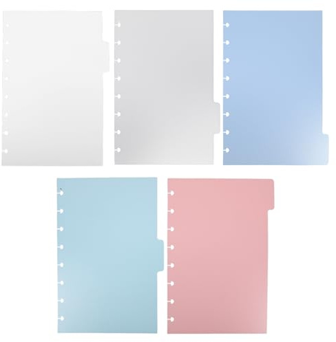 Zerodeko Intercalaires pour Classeur A5, 5 Couleurs, 5 Pièces, Onglets pour Organiser Carnets et Dossiers, Utilisation pour Présentation et Rapport, Trou Champignon