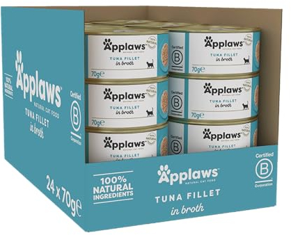 Applaws 100% Natural Wet Cat Food 24 x 70g Tuna Fillet Tins in Broth