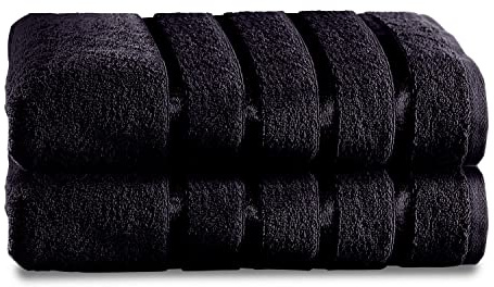 GC GAVENO CAVAILIA Toallas de baño de Lujo de 500 g/m², Extra absorbentes, Paquete de 2 Toallas Grandes, 100% algodón, Color Negro, Paquete de 2 Unidades