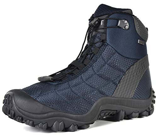 XPETI Men's Winter Snow Boots Lightweight Climbing Shoes Non-Slip Ankle Work Hiker Trekking Trail Boot Navy Blue 14