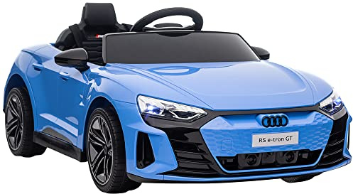 HOMCOM Audi RS e-tron GT Licensed Electric Car for Kids 12V Music Blue | Battery Powered Electric Ride On Toy, Remote Control, Suspension Wheels, Soft Start, Auxiliary Wheels, for 3-5 Years