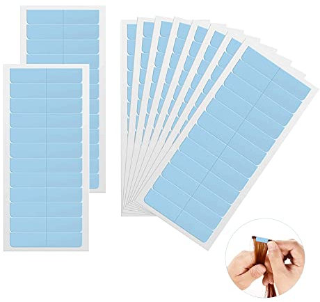 Hair Extension Adhesive Tapes, 120 Pcs Double Sided Tapes, Durable & Waterproof, for Hair Extensions, Wigs, and Hairpieces - Blue