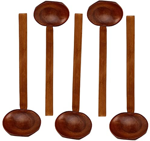 Regerly Lot de 5 cuillères en bois de style japonais à long manche pour porridge, soupe, ramen, restaurant, maison