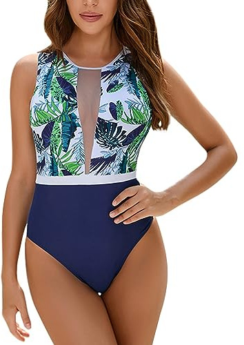 Bañador Mujer Faja Reductor Push Up Traje De Baño Natacion Cintura Alta Bañador con Cuello Halter Traje de baño Sexy Cuello En V Una Pieza Bañador Despedida Soltera M
