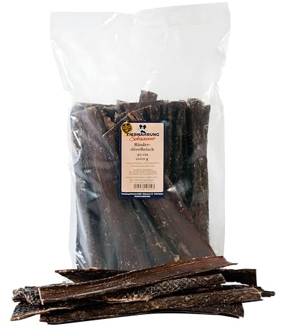 Tiernahrung Schwenner Comida Perros, Carne de vacuno para perros – Deliciosas barras para masticar de carne seca, 1000 g, 30 cm