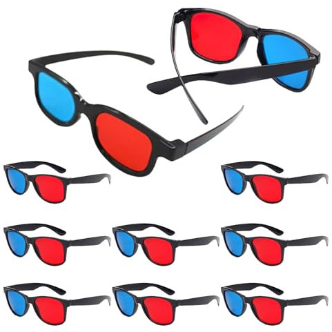 LFCFBH 10PCS 3D Glasses Red Blue, Light Simple Design 3D Glasses for Cinema for 3D Movies and Games