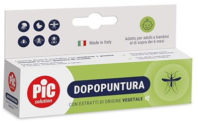 Pic Solution Penna Dopopuntura in Gel con Estratti vegetali per Punture di Zanzare, Mosche, Vespe, Tafani per Bambini dai 6 mesi e Adulti 12 ml