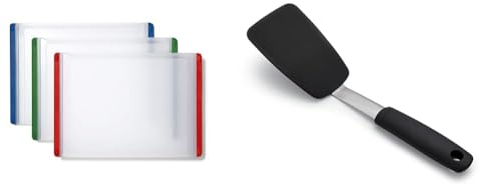 OXO Good Grips 3-Piece Everyday Cutting Board Set & Good Grips Silicone Flexible Turner, Black