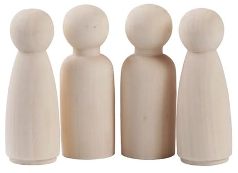 Holzfiguren Groß 10 Stück 75mm DIY Figuren (5*Männlich +5*Weiblich) Blank zum Bemalen und Basteln Holz Figurenkegel Figuren Holzkegel Spielfiguren für Weihnachten Hochzeit Geburtstag Dekoration