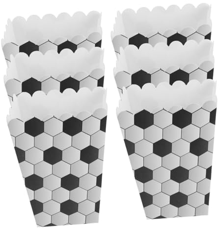 UPKOCH Cajas de Palomitas Diseño de Fútbol para Fiestas Infantiles, Capacidad Grande, Material Seguro de Papel, Paquete de 6 Unidades para Decoración y Golosinas