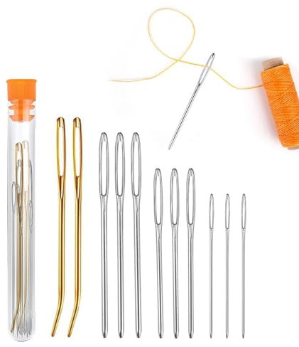 Eupneicu Nähnadeln [11 Stück], Nähnadeln Mit Großem Öhr, 3 Größen Große Augen Nadeln, Nähnadeln Für Wolle Mit 1 Aufbewahrungsrohr