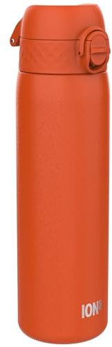 Ion8 Lightweight Steel Water Bottle, 600 ml/20 oz, Non-Insulated, Leak Proof, Easy to Open, Secure Lock, Dishwasher Safe, Flip Cover, Fits Cup Holders, Carry Handle, Metal Water Bottle, Hearty Orange