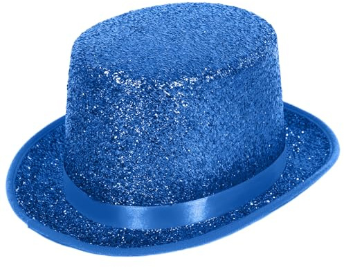 powerking Top Hüte für Männer Frauen Erwachsene, Glänzendes Kostüm Magier Hut Tuxedo Hut Viktorianische Weihnachten Topper Hüte Fancy Kleid Party Headwear Zubehör,Blau