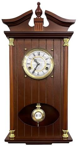 Reloj de Pared de péndulo 60x29x10cm, Reloj mecánico 31 dias, Suena Las Medias y Las Enteras, Espectacular, con Mueble, Sonido Gong