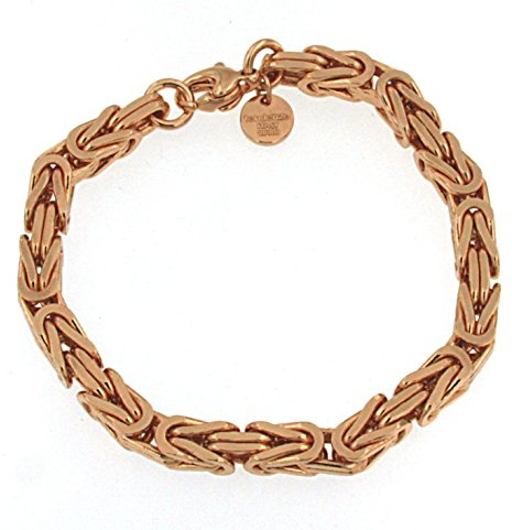 Tendenzalia Bizantiner kungligt armband kvadratisk original italiensk kedja 18 k rosé förgylld eller dubbel 6 mm bred längd valbar, Mässing