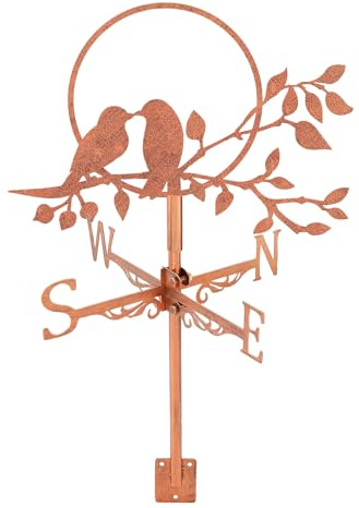SUPERDANT Banderuola Vento Ramo di Albero Uccello Scena Indicatore di Direzione Del Vento In Metallo Strumento di Misurazione Installazione Sul Tetto Segnavento per Da Giardino Esterne Rame Rosso
