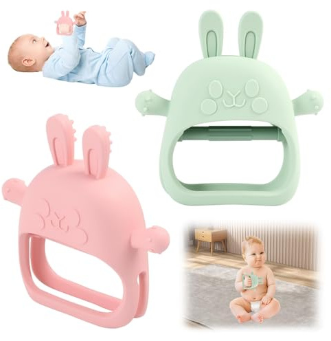 2 Pack Teething Chewing Toys for Babies，0-6 Months - Silicone Teether for Infants - Baby Teething Toys for Chewing Relief - Cute Design forGirl and Boy Gifting