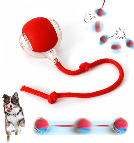 Interactive Cat Toy Dog with Tail Active Play Chase 3 Modes Rechargeable | Smart Rolling Ball 360° Automatic Electric Kitten Ball Self Moving Agile Stimulate Cats' Hunting Instincts Indoor Bored
