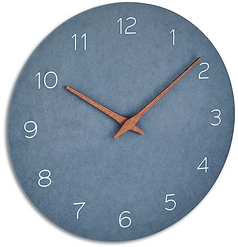 TFA Dostmann 60.3054.06 Reloj de Pared analógico con manecillas de Madera, Cuarzo, Pila de Larga duración, Color Azul Paloma, Tablero de Fibra de Densidad Media, 297 x 45 x 297 mm (la x an x al)
